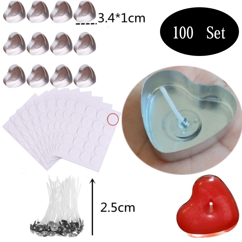 Candle Making Experience - 100 Sets hartvormige Lege Aluminium Theelichtje