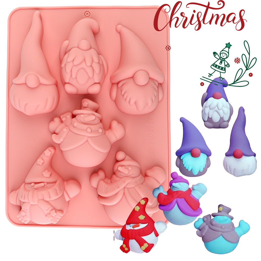 Candle Making Experience - 6-delige siliconen bakvorm voor kerstgnome-cakes, geschikt