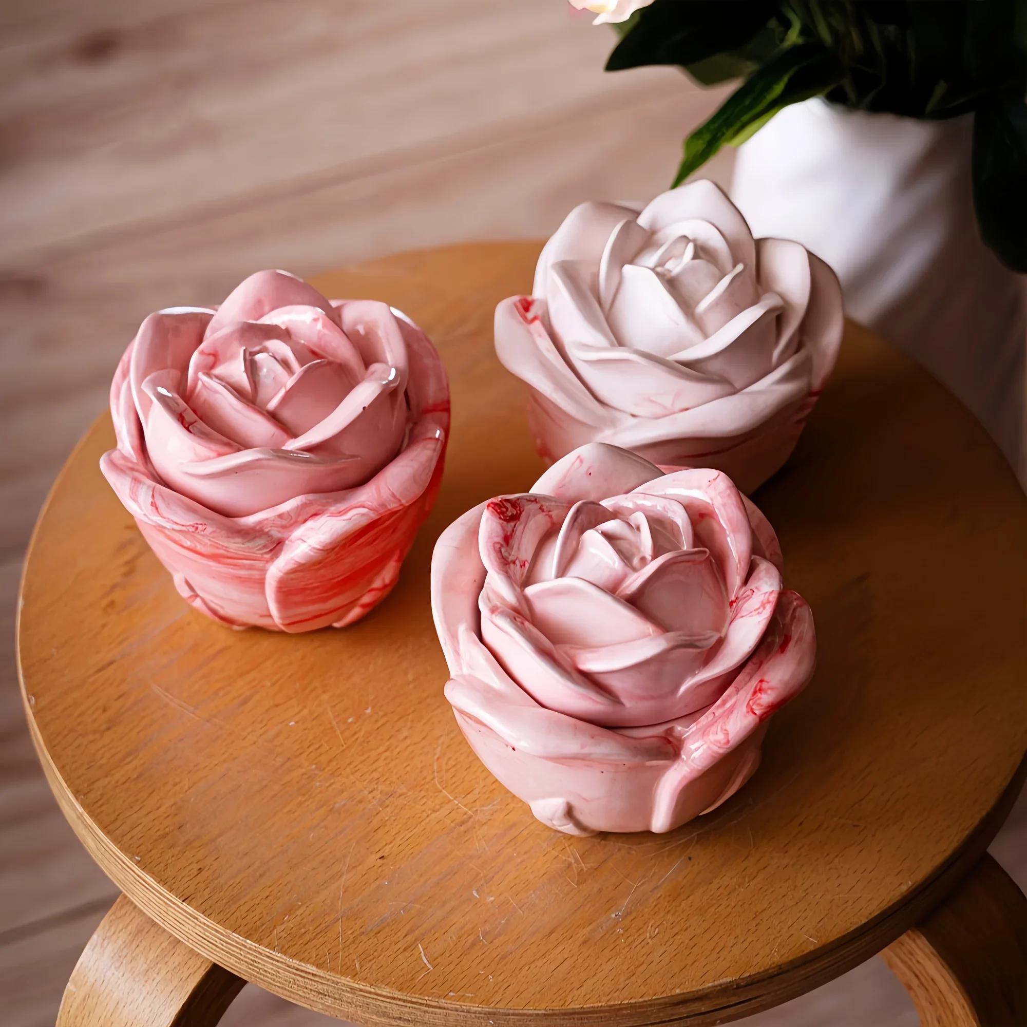 Candle Making Design - 2-delige set roosvormige siliconen mallen met