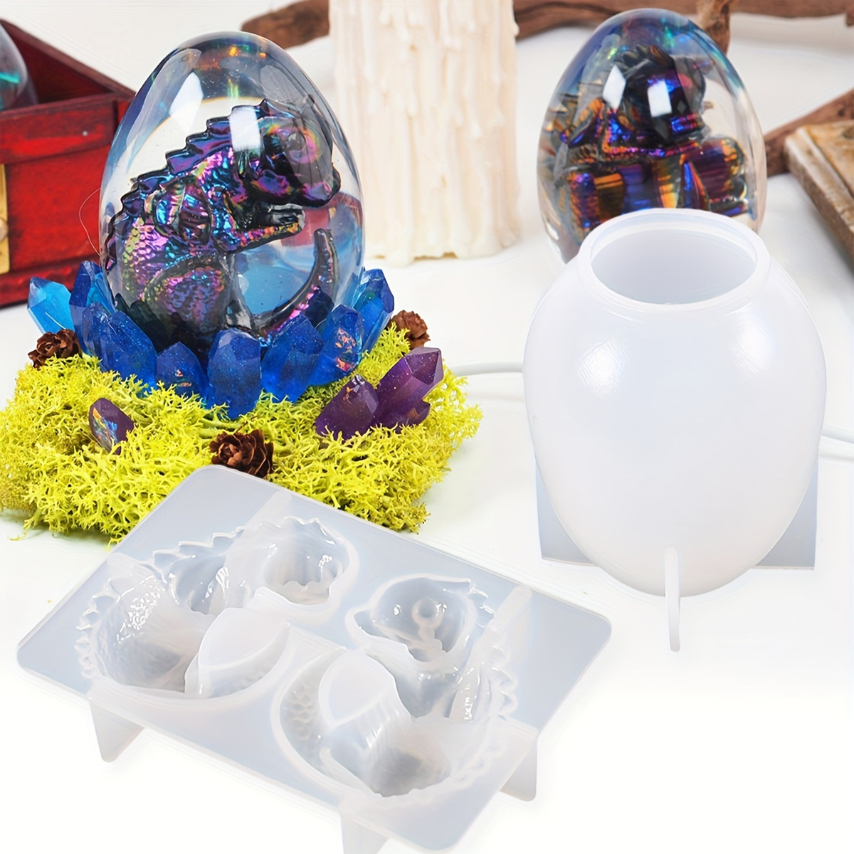 Candle Making Set - Siliconen drakenei mallen, 2-delige set, dinosaurus