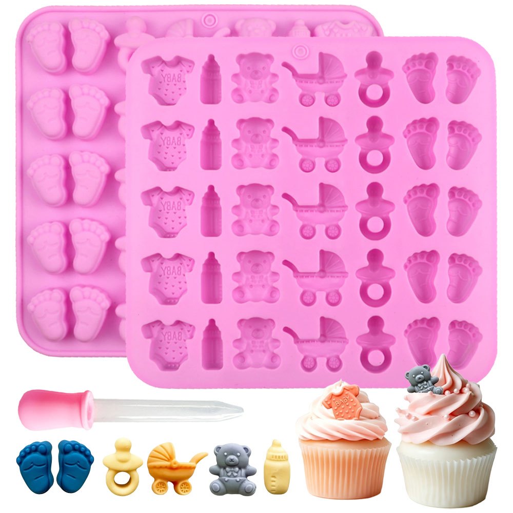 Candle Making Set - 2-delige siliconen malset, 35-delig babyvoetjes-speen-onesie met