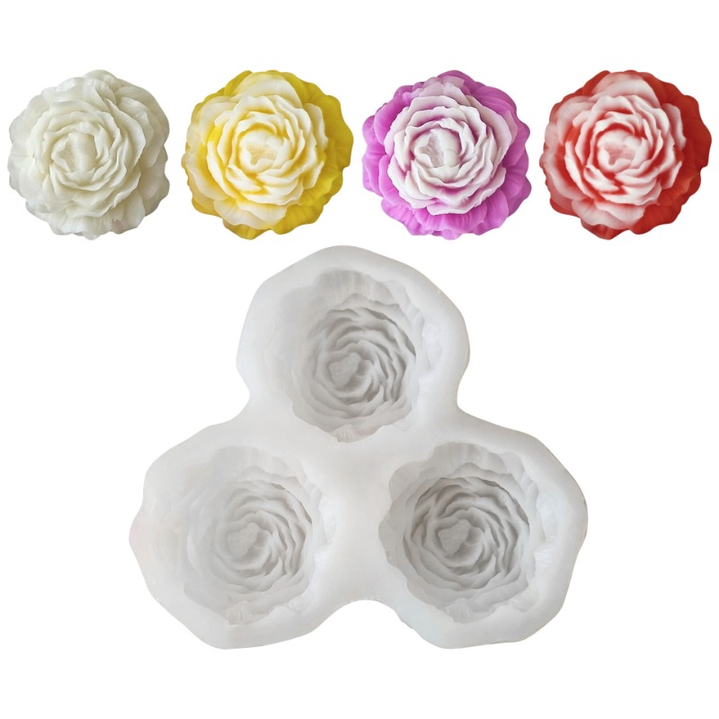 Candle Making Set - 3 stks/set Pioenbloem Kaars Siliconen Mal