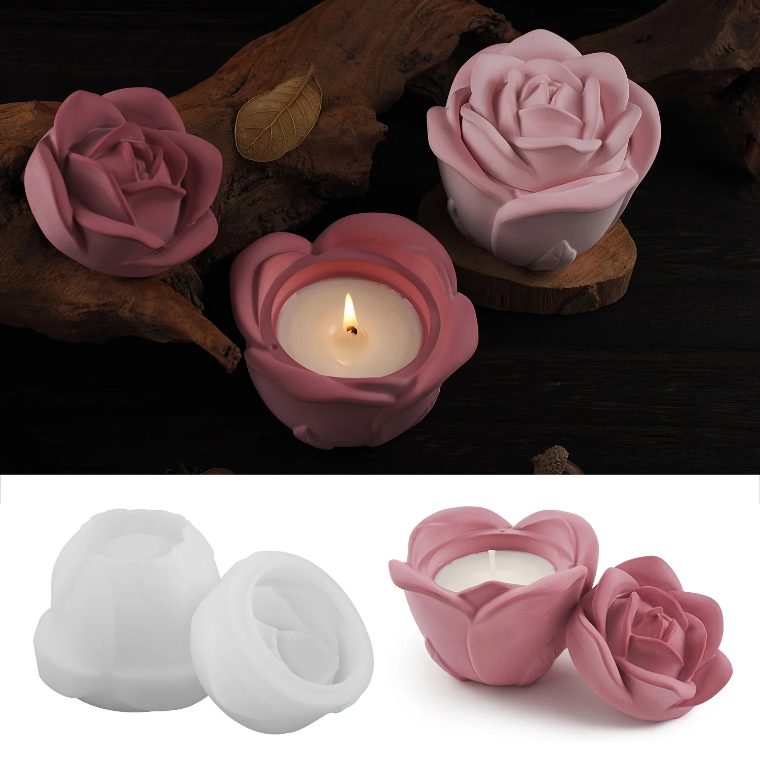 2-delige set roosvormige silic - Candle Making Design recensie en prijs