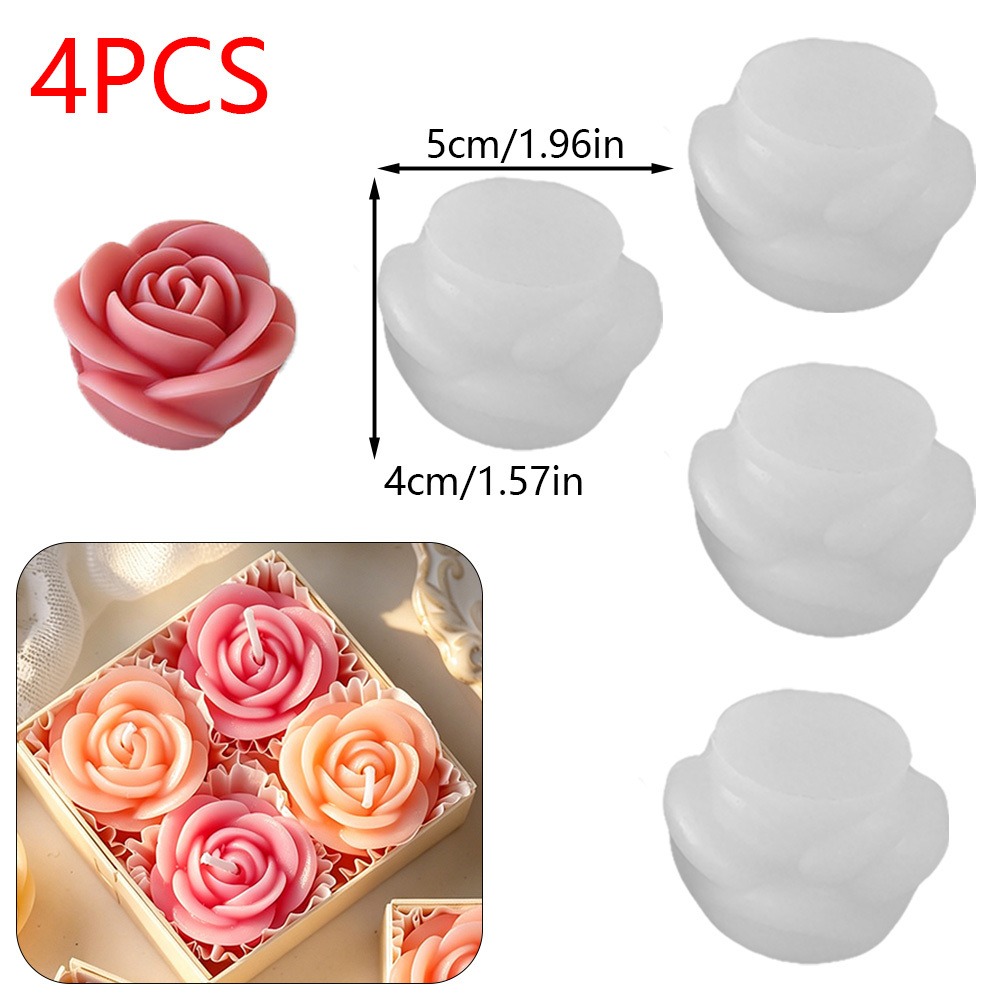 4-delige set rooskaarsen silic - Candle Making Date recensie en prijs